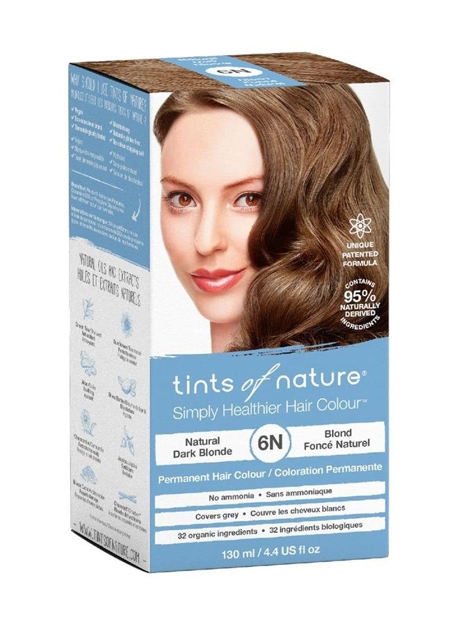 tints of nature صبغة شعر دائمة مرطبة، أشقر داكن طبيعي 6N، 4.4 أونصة سائلة - Image 2