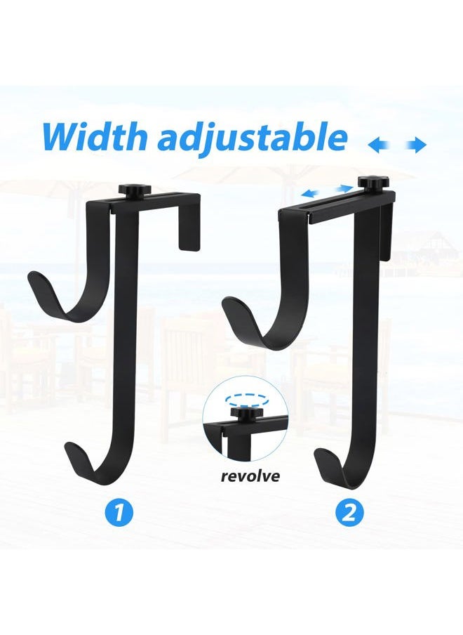 AIEX 2PCS Double Pool Pole Hooks, Adjustable Thickened Panel Rustproof Pool Fence Hooks Metal Equipment Hooks for Hanging Pool Tool Swimming Pool Accessories for Pool Fence, Skimmer,Wall (Black)  - Image 3