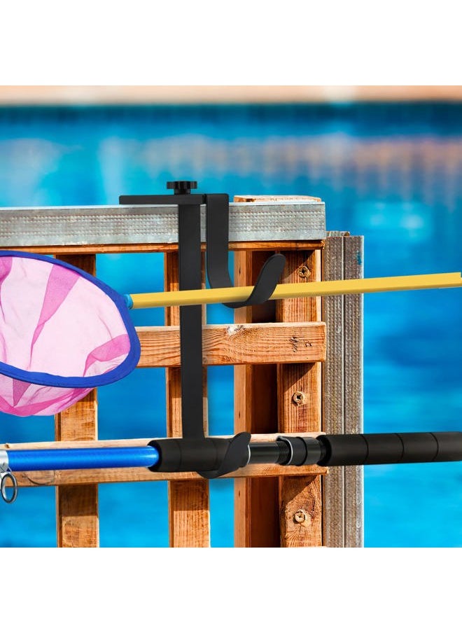 AIEX 2PCS Double Pool Pole Hooks, Adjustable Thickened Panel Rustproof Pool Fence Hooks Metal Equipment Hooks for Hanging Pool Tool Swimming Pool Accessories for Pool Fence, Skimmer,Wall (Black)  - Image 5