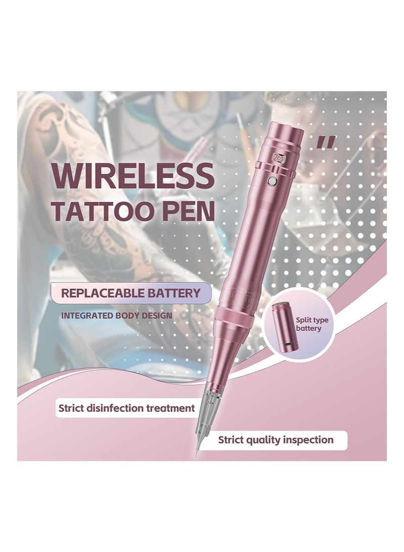 Ybeauty Eyebrow Makeup Tattoo Machine Kit with 15pcs Mixed Cartridges Needles for Shading Eyeliner Lip Microshading（Pink） - Image 2