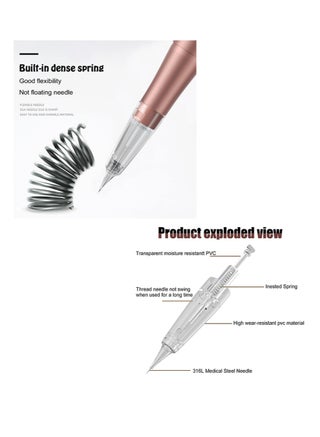Eyebrow Makeup Tattoo Machine Kit with 15pcs Mixed Cartridges Needles for Shading Eyeliner Lip Microshading（Pink） - view 5