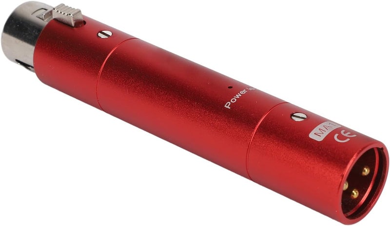 Red Inline Microphone Preamp with 28dB Gain for Lossless Amplification Live Streaming Broadcasting - Image 1