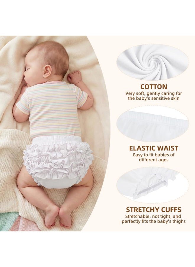 Durio Baby Bloomers for Toddler Girls Ruffle Diaper Covers for Girls Cute Cotton Baby Girl Shorts, Z White & White, 6-12 Months - Image 3