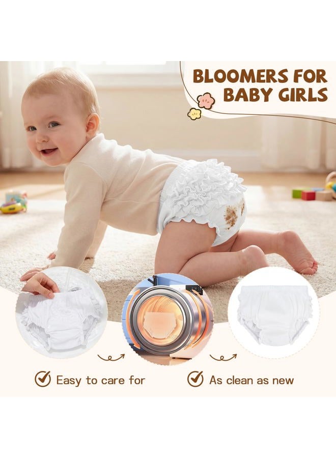 Durio Baby Bloomers for Toddler Girls Ruffle Diaper Covers for Girls Cute Cotton Baby Girl Shorts, Z White & White, 6-12 Months - Image 5