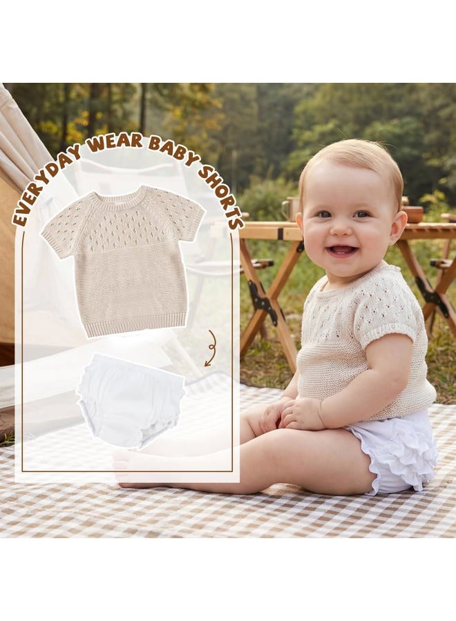 Durio Baby Bloomers for Toddler Girls Ruffle Diaper Covers for Girls Cute Cotton Baby Girl Shorts, Z White & White, 6-12 Months - Image 2