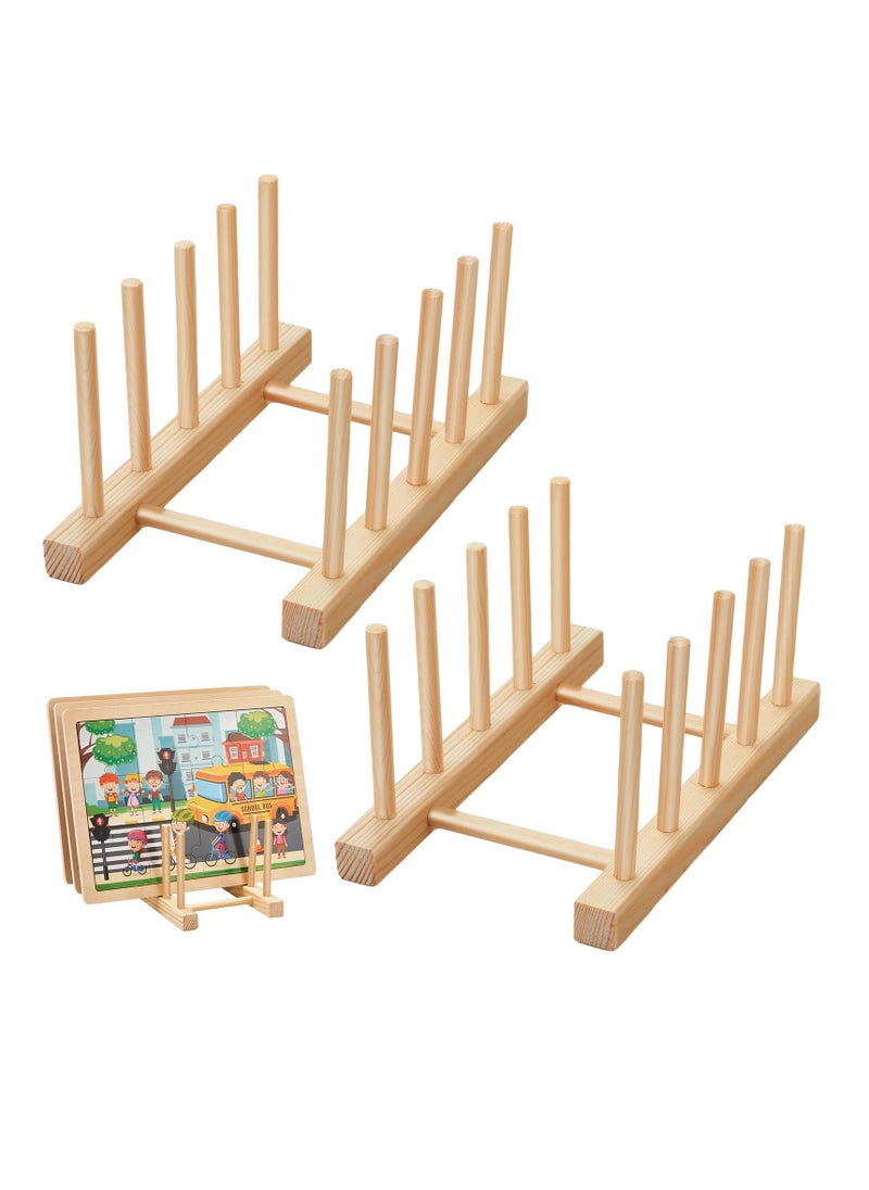 SYOSI - NALACAL 2 Pcs Wooden Puzzle Display Stand Jigsaw Puzzle Holder Rack, Puzzle Storage Rack Organizer Shelf for Adults Craft Collection Lovers - Image 1