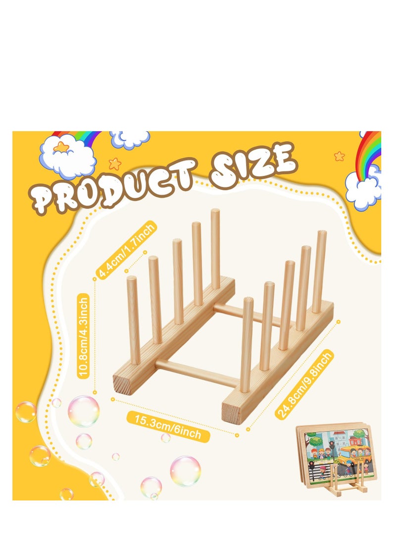 SYOSI - NALACAL 2 Pcs Wooden Puzzle Display Stand Jigsaw Puzzle Holder Rack, Puzzle Storage Rack Organizer Shelf for Adults Craft Collection Lovers - Image 1