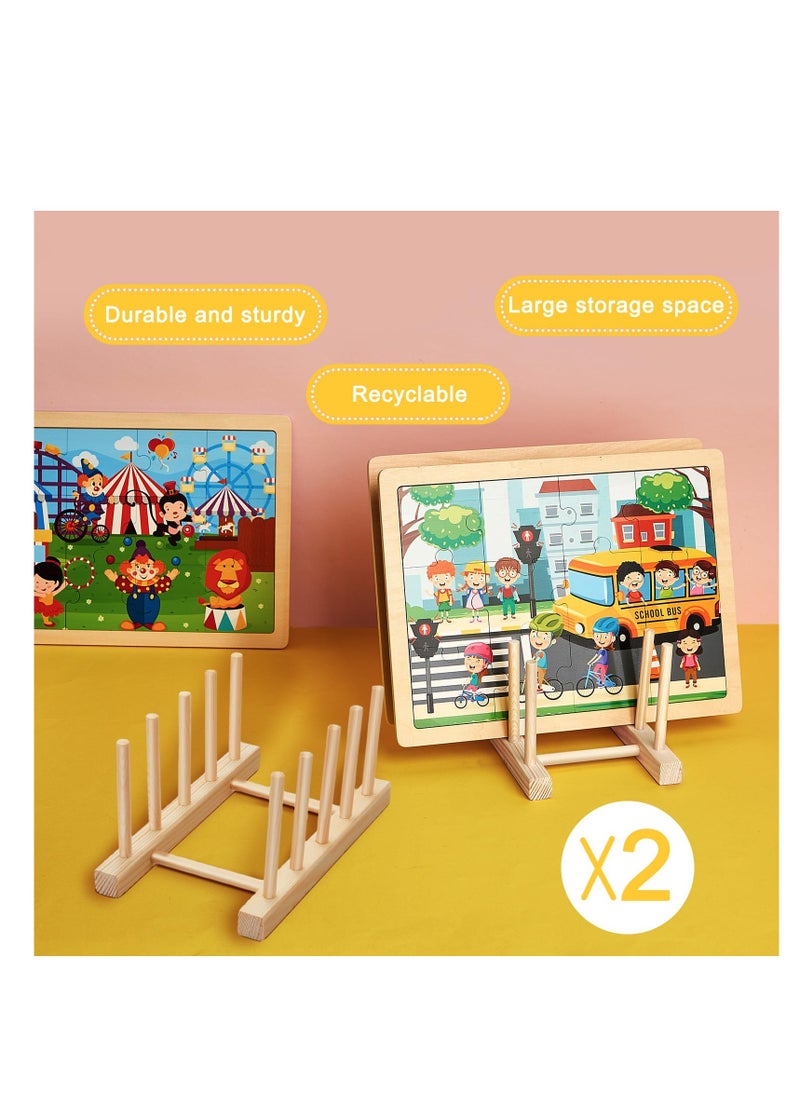 SYOSI - NALACAL 2 Pcs Wooden Puzzle Display Stand Jigsaw Puzzle Holder Rack, Puzzle Storage Rack Organizer Shelf for Adults Craft Collection Lovers - Image 1
