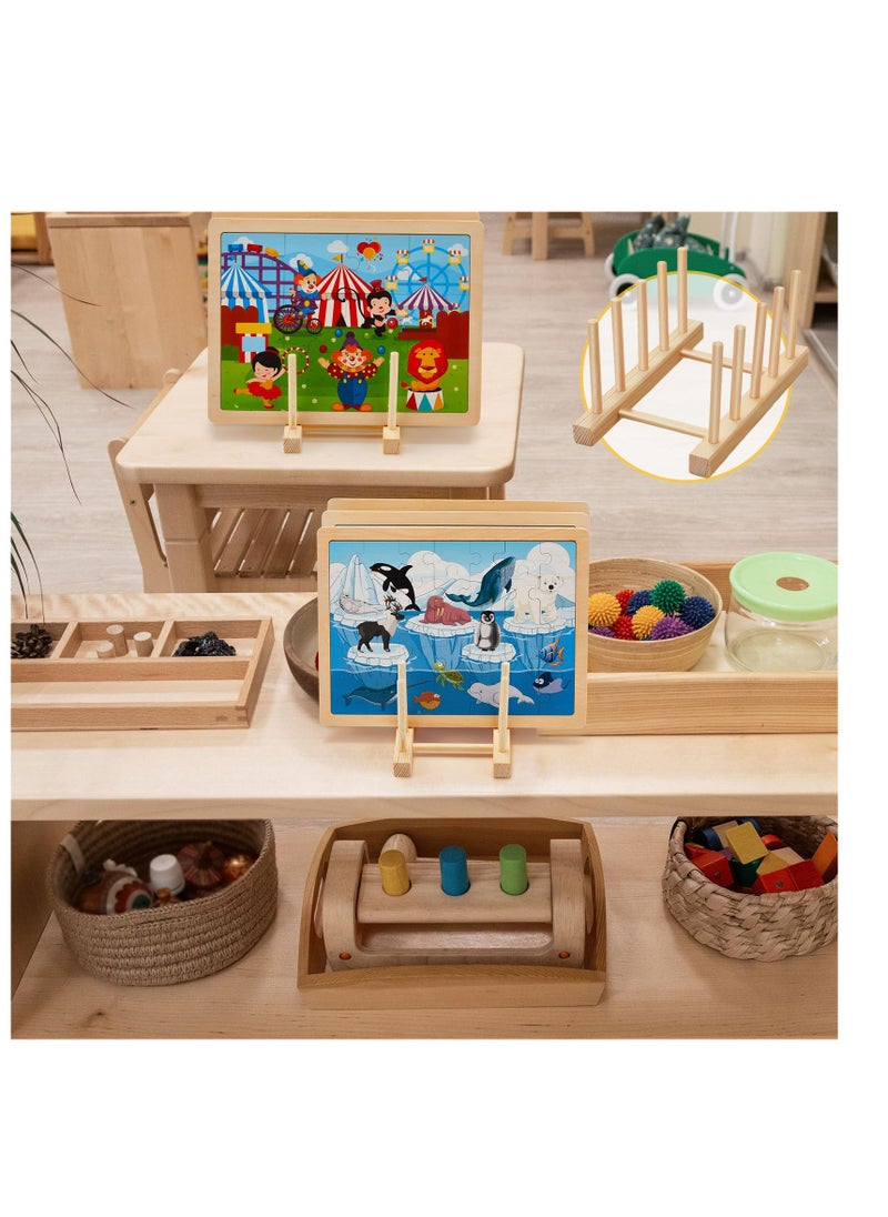 SYOSI - NALACAL 2 Pcs Wooden Puzzle Display Stand Jigsaw Puzzle Holder Rack, Puzzle Storage Rack Organizer Shelf for Adults Craft Collection Lovers - Image 1