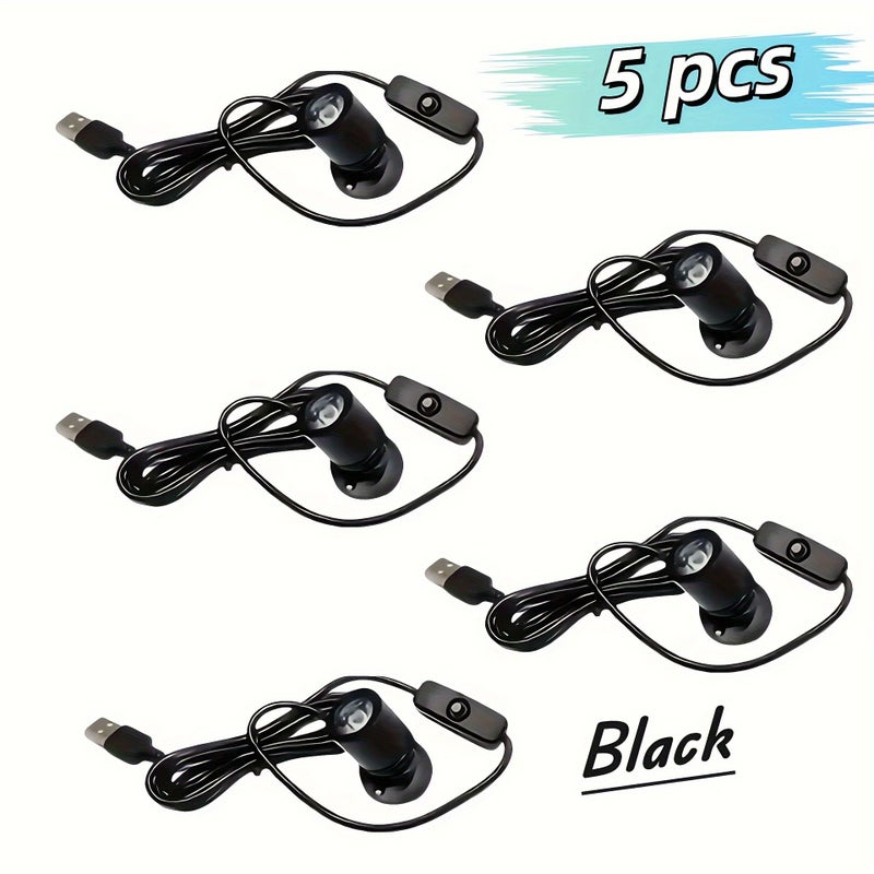 5 فولت USB LED سبوت لايت صغير مجموعة من 5 قطع لون أسود أخضر فاتح - Image 1