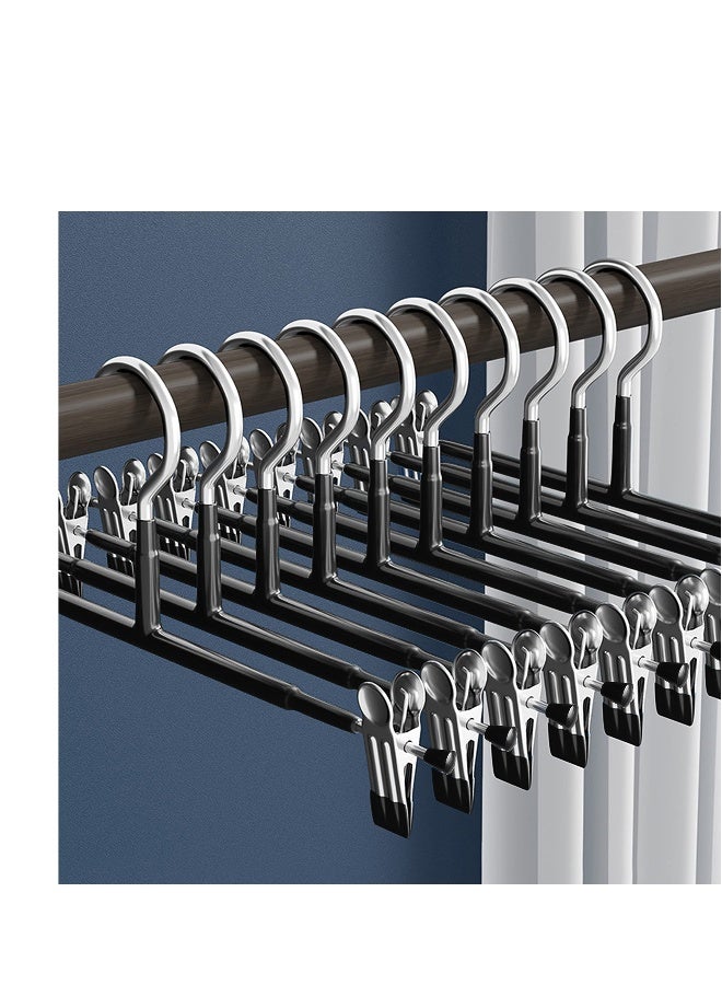 Pants Hangers with Clips, Skirt Hangers, Adjustable Clip Hangers Non Slip, Metal Adult Baby Kids Space Saving Clothes Hangers for Closet Shorts Bottom Jeans Trouser Leggings 10Pack  - Image 1