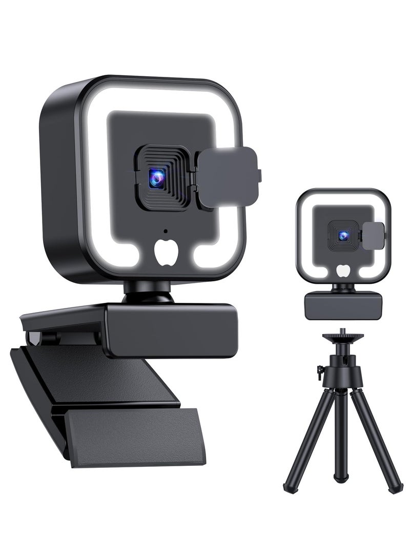 2K Webcam, Web Camera with Microphone and Fill Light, HD Autofocus Computer Camera with Privacy Cover and Tripod Stand Streaming Webcam, USB Plugu0026play Computer Camera for PC Laptop Desktop Video - Image 1