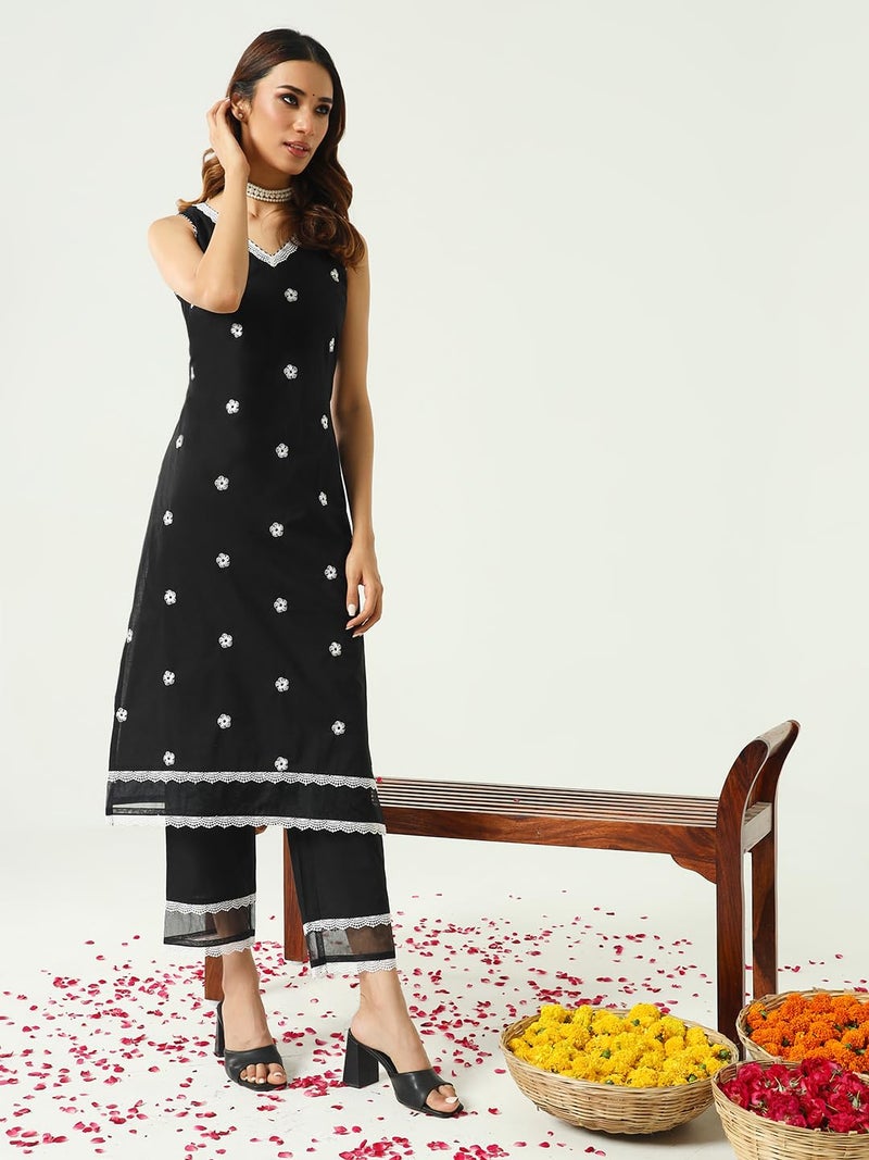 FIORRA Women's Cotton Straight Kurta Pant With Dupatta - Image 4