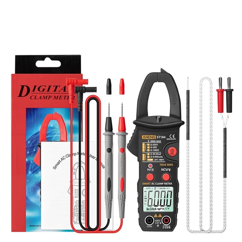 ST184 Digital Multimeter Clamp Meter True RMS 6000 Counts Professional Measuring Testers AC/DC Voltage AC Current Ohm(ST184 Black(Box)) - Image 1