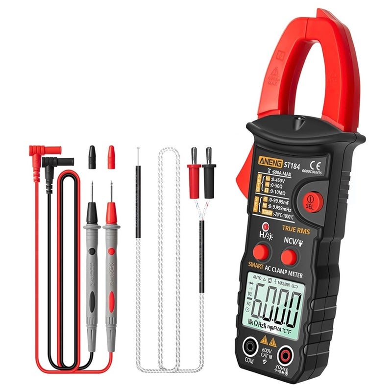 ST184 Digital Multimeter Clamp Meter True RMS 6000 Counts Professional Measuring Testers AC/DC Voltage AC Current Ohm(ST184 Black(Box)) - Image 2