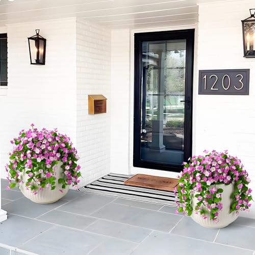 ZFProcess 2 Pack Artificial Hanging Flowers, Fake Flowers Hanging Plant Violet Flower, Artificial Faux Silk Spring Flower for Wall Front Door Yard Garden Wedding Outdoor Decoration(Purple) - Image 3
