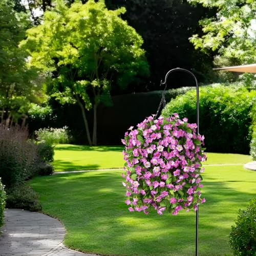 ZFProcess 2 Pack Artificial Hanging Flowers, Fake Flowers Hanging Plant Violet Flower, Artificial Faux Silk Spring Flower for Wall Front Door Yard Garden Wedding Outdoor Decoration(Purple) - Image 4