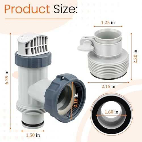 Ophjerg Above Ground Plunger Valves with Pool Hose Adapter B for Intex Above Ground Pool & Pump, Pool Parts and Accessories On/Off Plunger Valve Replacement & 25009 Hose Conversion Adapter 1 1/4 to 1 1/2 - Image 4