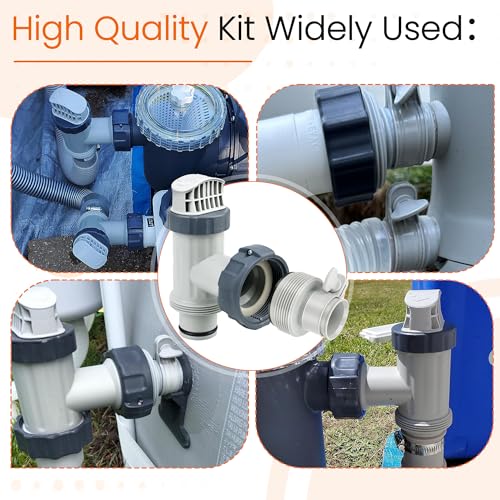 Ophjerg Above Ground Plunger Valves with Pool Hose Adapter B for Intex Above Ground Pool & Pump, Pool Parts and Accessories On/Off Plunger Valve Replacement & 25009 Hose Conversion Adapter 1 1/4 to 1 1/2 - Image 5