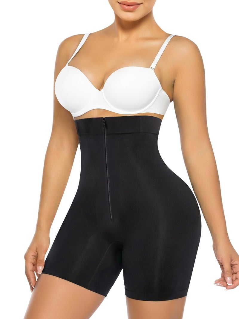 SHAPERX High-Waisted Tummy Control Shapewear for Women Seamless Zip-Up Easy-On Body Shaper Shorts Slimming Fit Underwear,SZ5820-Black-L - Image 1