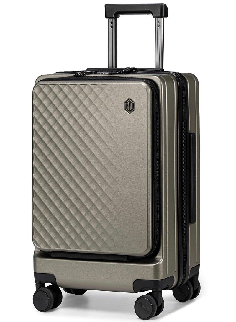 ARCTIC HUNTER Hard Shell Luggage Front-Loading Fashion Carryon Luggage Trolley with TSA Compatible Combination Lock and Safe Zipper, LGX002-20, Gold - Image 1