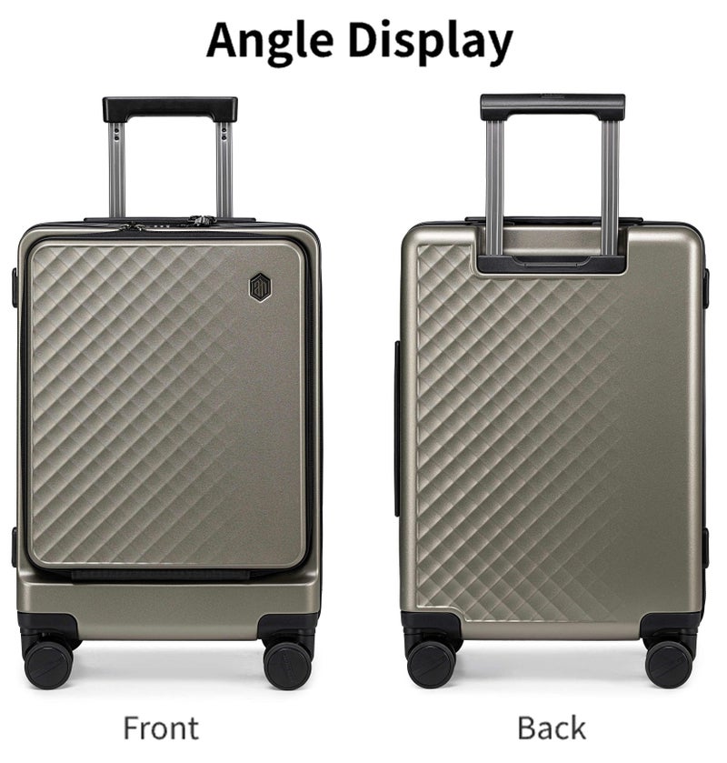 ARCTIC HUNTER Hard Shell Luggage Front-Loading Fashion Carryon Luggage Trolley with TSA Compatible Combination Lock and Safe Zipper, LGX002-20, Gold - Image 5