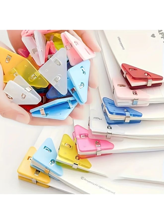 20pcs Random Color Triangle Binder Clips with Safety Pins Non Slip Plastic Corner Clips - Image 3