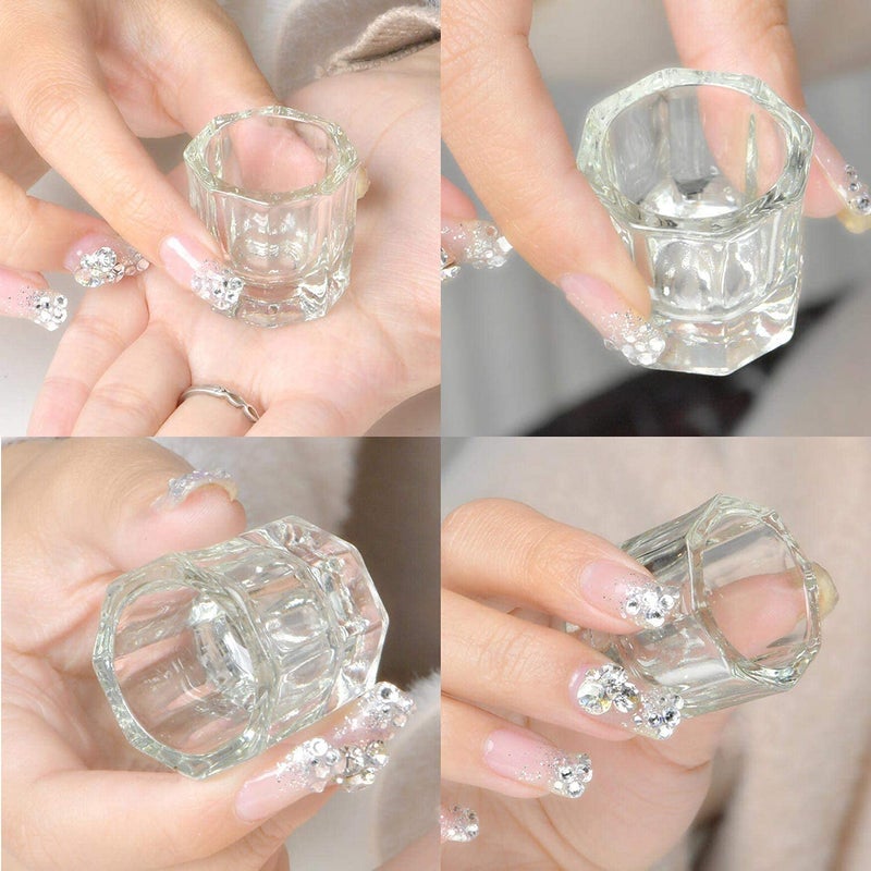BTYMS 4 Pcs Nail Dappen Dish Nail Crystal Bowl Dapping Dish Glass Crystal Cup for Acrylic Liquid Powder - Image 3