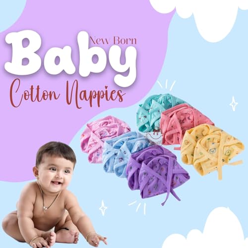4INFANTSONLY 10 Pcs Nappy for New Born Baby 0 to 6 Months | Soft Cotton Langots | Washable & Adjustable Nappies for Babies (Multicolor) - Image 5