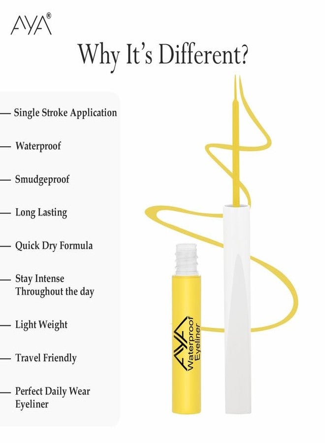 AYA Waterproof Eyeliner 5 ml, Lemon Yellow, Eye-catching Yellow Eyeliner, Easy Application, Matte Finish, Waterproof, Long Lasting, Smudge Proof eyeliner For Eye Makeup - Image 3