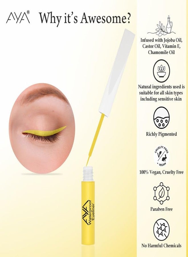 AYA Waterproof Eyeliner 5 ml, Lemon Yellow, Eye-catching Yellow Eyeliner, Easy Application, Matte Finish, Waterproof, Long Lasting, Smudge Proof eyeliner For Eye Makeup - Image 2