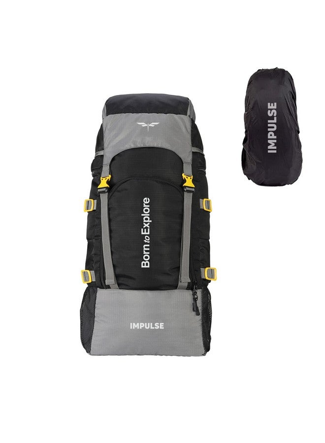 Impulse Impulse 4 Compartment Rucksack Bags 60 Litres Travel Bag For Men Tourist Bags For Travel Backpack For Hiking Trekking Bag For Men Camping Keep Discovering Light Black With 1 Year Warranty One Size - Image 1