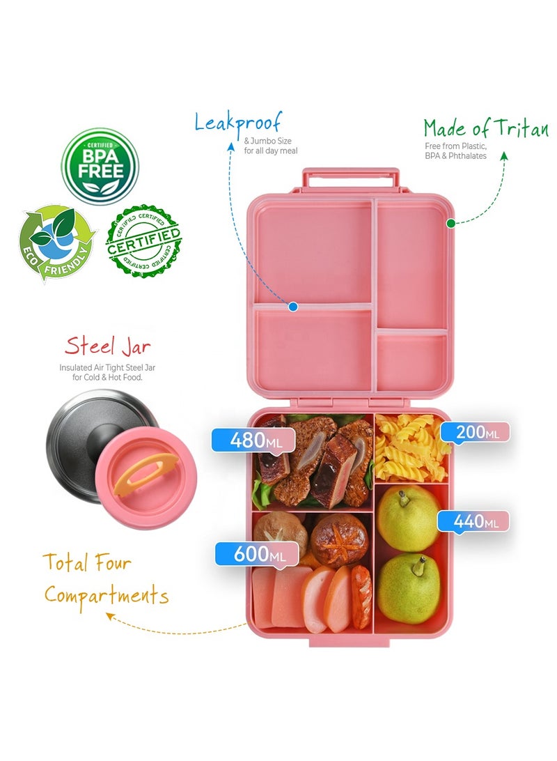 Eazy Kids Bento Boxes with Insulated Lunch Bag Combo - Shine Unicorn Pink - Image 3