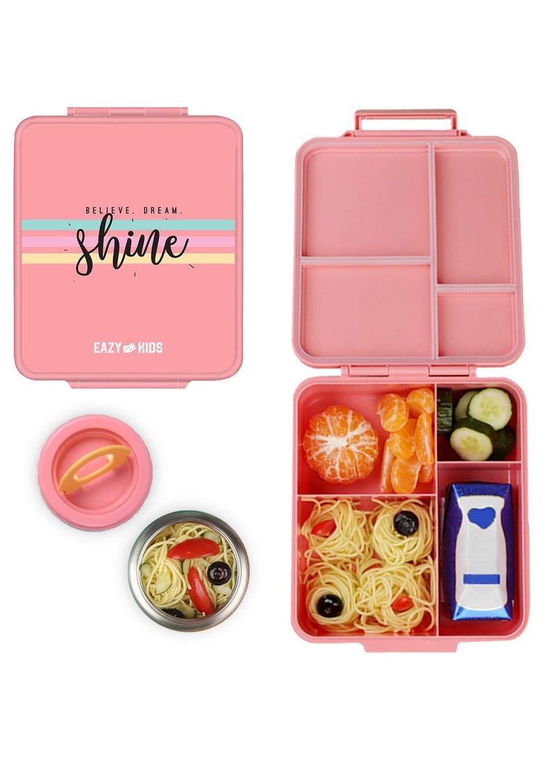 Eazy Kids Bento Boxes with Insulated Lunch Bag Combo - Shine Unicorn Pink - Image 2