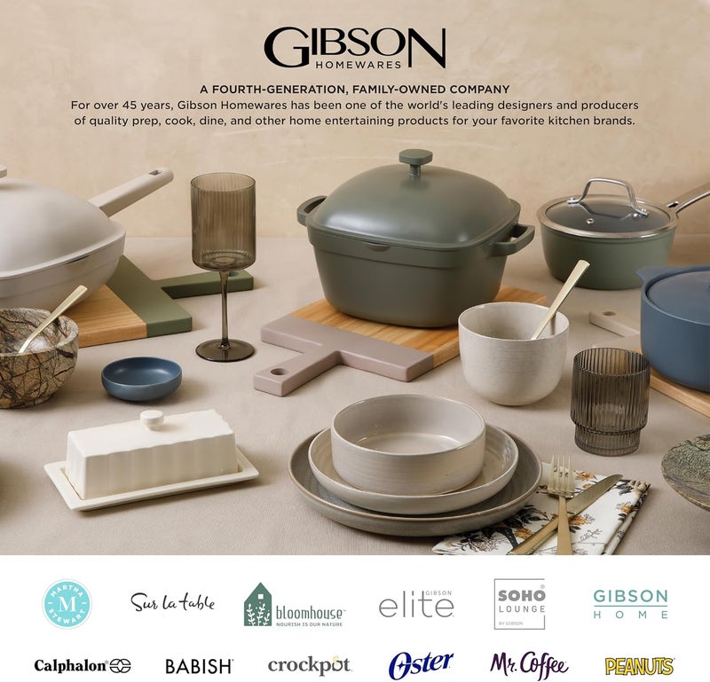Gibson Soho Lounge Nardini 12 Piece Service for 4 Plates and Bowls Reactive Glaze Dishes Stoneware Ceramic Dinnerware Set  Moon White - Image 5