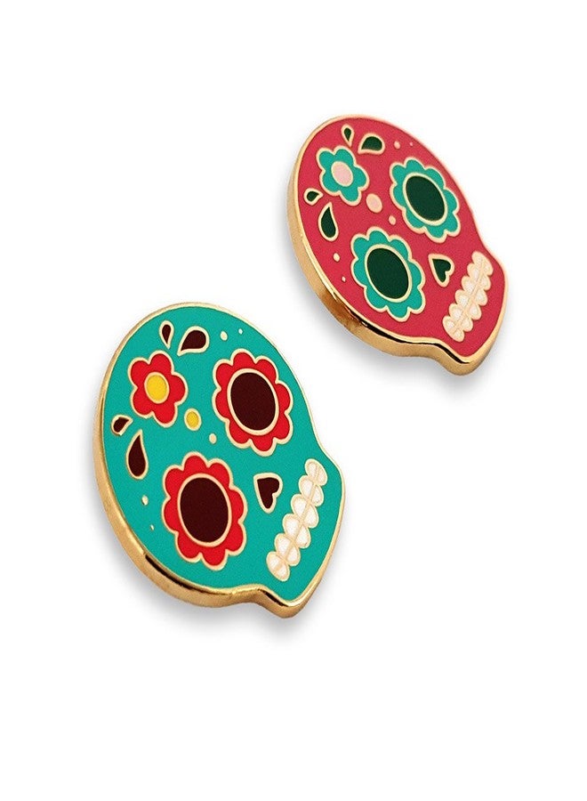 Pinsanity Cute Sugar Skulls Enamel Lapel Pins (Set of 2) - Image 2