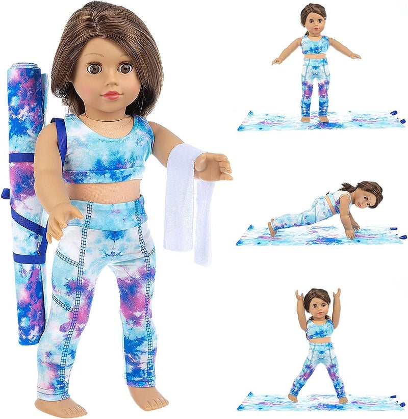 Ecore Fun 3Pack 18 Inch Doll Clothes  Sports  Gymnastics Outfit Sets Includes Vest Suit Yoga Mat and Towel - Image 2
