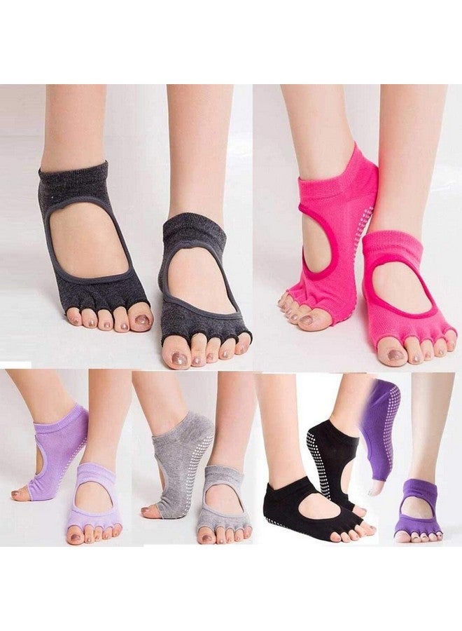 Digital Shoppy Anti-slip Massage Foot Care Tool Yoga Health Silicone Gel Socks Orthopedic For Women (YELLOW) - Image 2