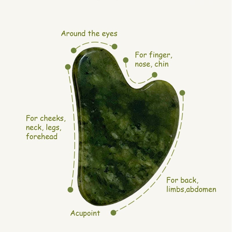 OXT Gua Sha, Premium Gua Sha Facial Tools, Guasha Tool for Face Upgraded, Guasha Natural Jade Stone (Dark Green) - Image 3