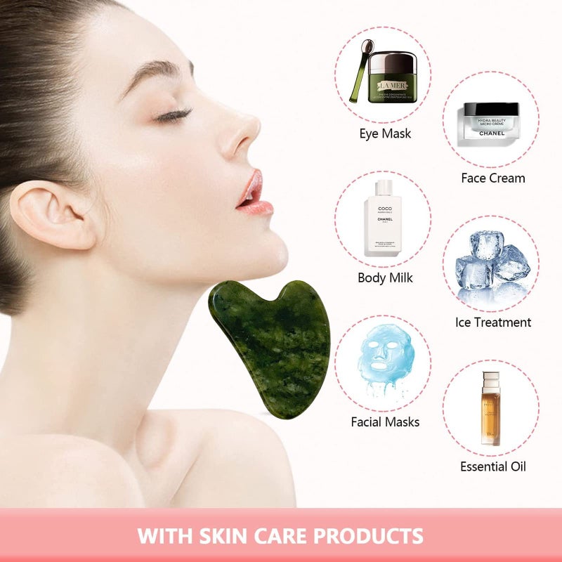 OXT Gua Sha, Premium Gua Sha Facial Tools, Guasha Tool for Face Upgraded, Guasha Natural Jade Stone (Dark Green) - Image 5