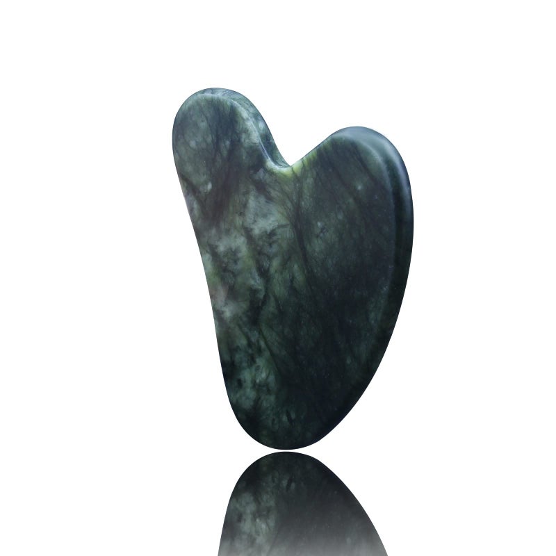 OXT Gua Sha, Premium Gua Sha Facial Tools, Guasha Tool for Face Upgraded, Guasha Natural Jade Stone (Dark Green) - Image 1