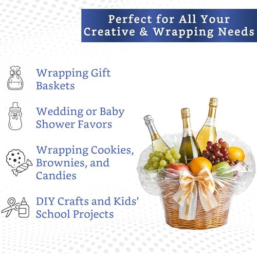 FIESTA WRAPS Clear Cellophane Wrap Roll (31.5 in x 110 ft) - Cellophane Roll - Clear Wrapping Paper to Wrap Gift Baskets - Gift Basket Wrapping Supplies - Papel Celofán Transparente - Image 3