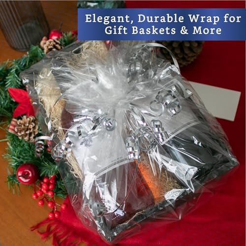 FIESTA WRAPS Clear Cellophane Wrap Roll (31.5 in x 110 ft) - Cellophane Roll - Clear Wrapping Paper to Wrap Gift Baskets - Gift Basket Wrapping Supplies - Papel Celofán Transparente - Image 5
