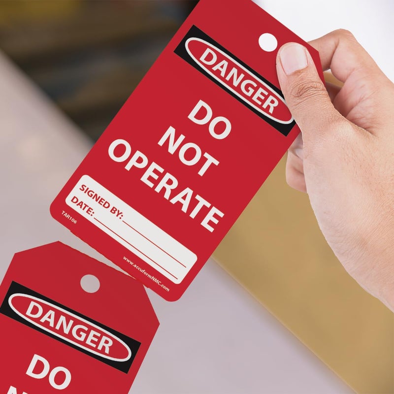AccuformNMC 100 Safety Tags by-The-Roll, Danger Do Not Operate, US Made OSHA Compliant Tags, Waterproof PF-Cardstock, Resists Tears, 6.25"x3", TAR106 - Image 3