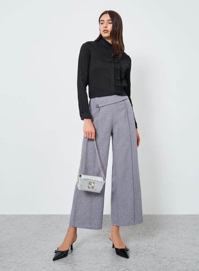 Take Two Solid Textured Front Frill Detail Shirt - Image 2