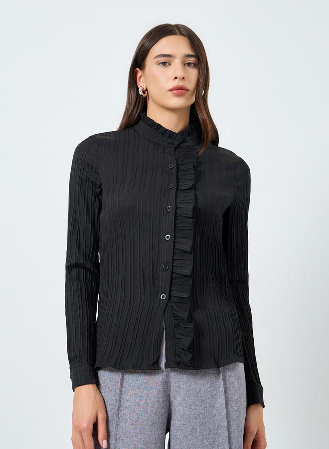 Take Two Solid Textured Front Frill Detail Shirt - Image 4