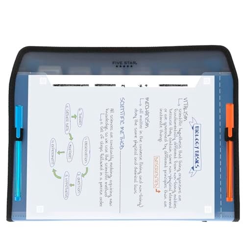 Five Star 7 Pocket Expanding File Organizer + Study App, Plastic Expandable File Folders with Customizable Tabs & Clear Cover, Holds 11" x 8-1/2", Zipper Closure, Pacific Blue (72711) - Image 5
