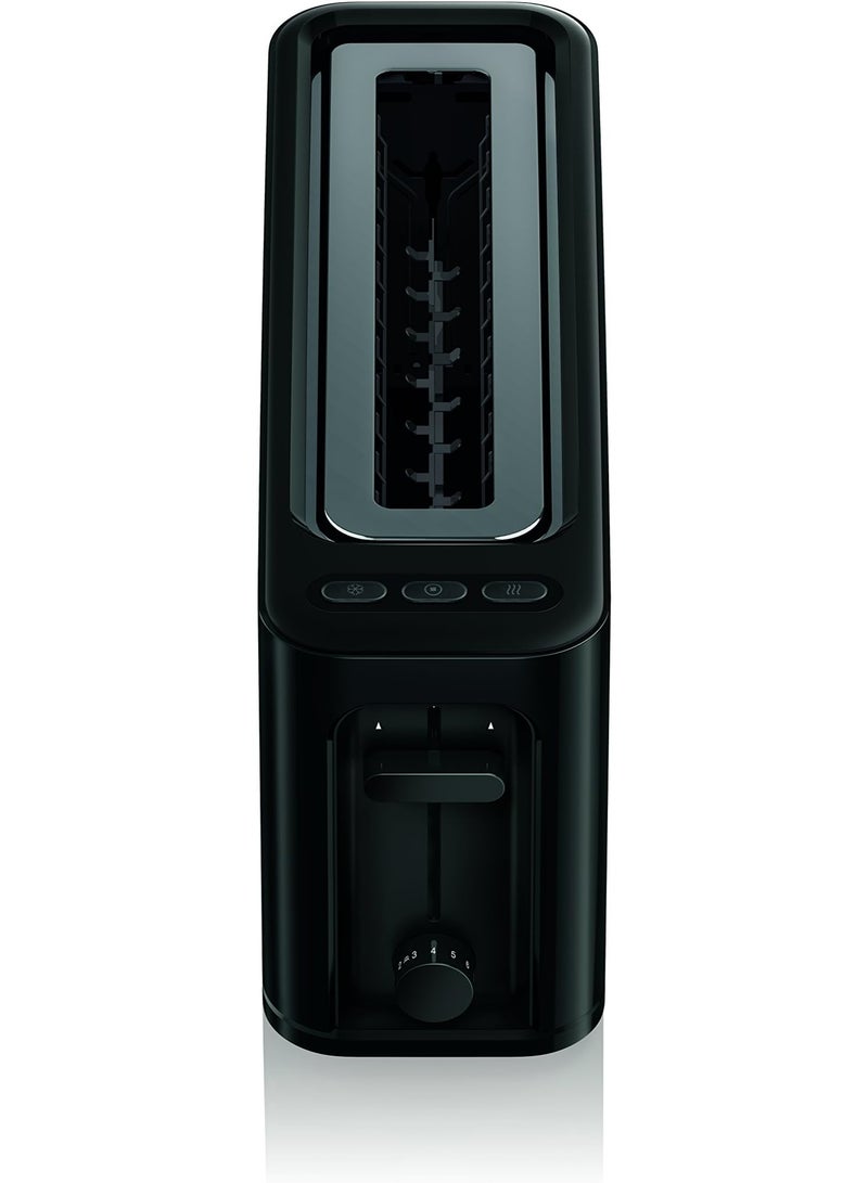 محمصة خبز HT 3110 BK 1000 وات، فتحتين، 7 إعدادات طاقة، أسطوانة سخان قابلة للفصل، تصميم بمساحة تخزين سلك مدمجة، أسود