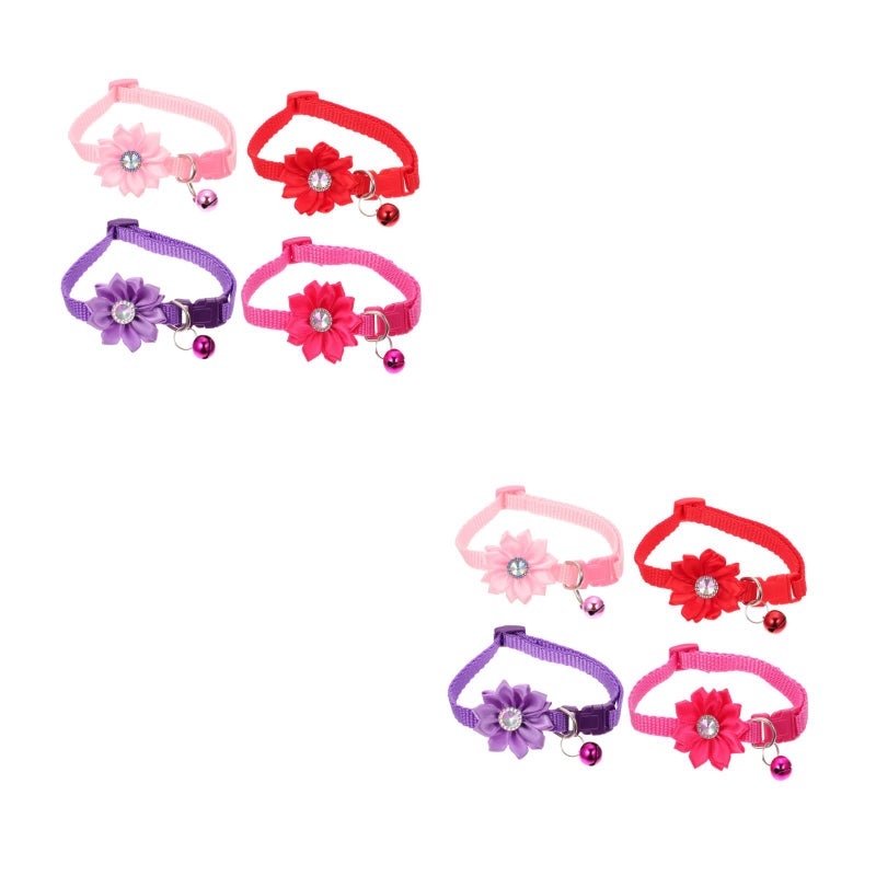8 Pcs Lovely Pet Collar Adjustable Flower Collar with Metal Buckle Puppy Neck Decors - Image 1