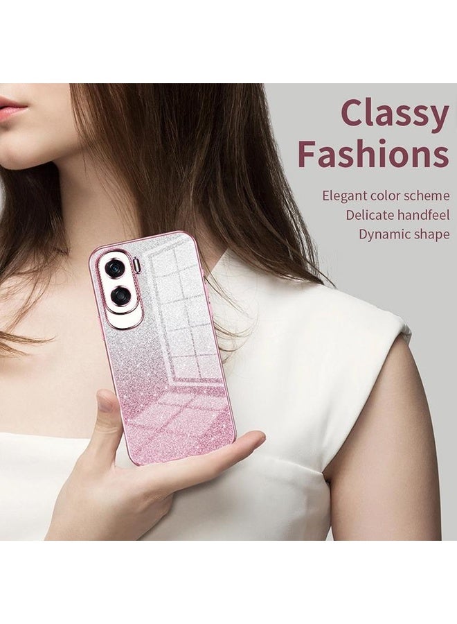 Case Cover For Honor X50i / 90 Lite Gradient Glitter Powder Electroplated Phone Case(Transparent)
